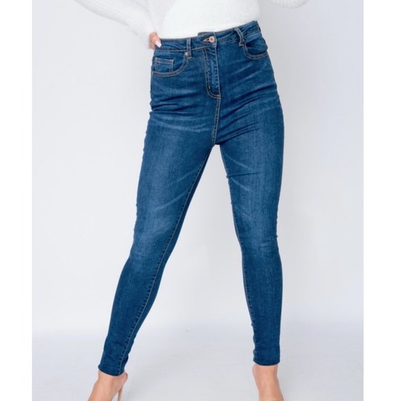 Blue High Waist Skinny Denim Jeans Pants - Picture 1 of 10
